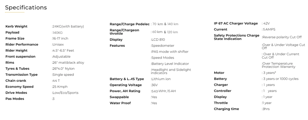 austhraa-carry-model-specifications